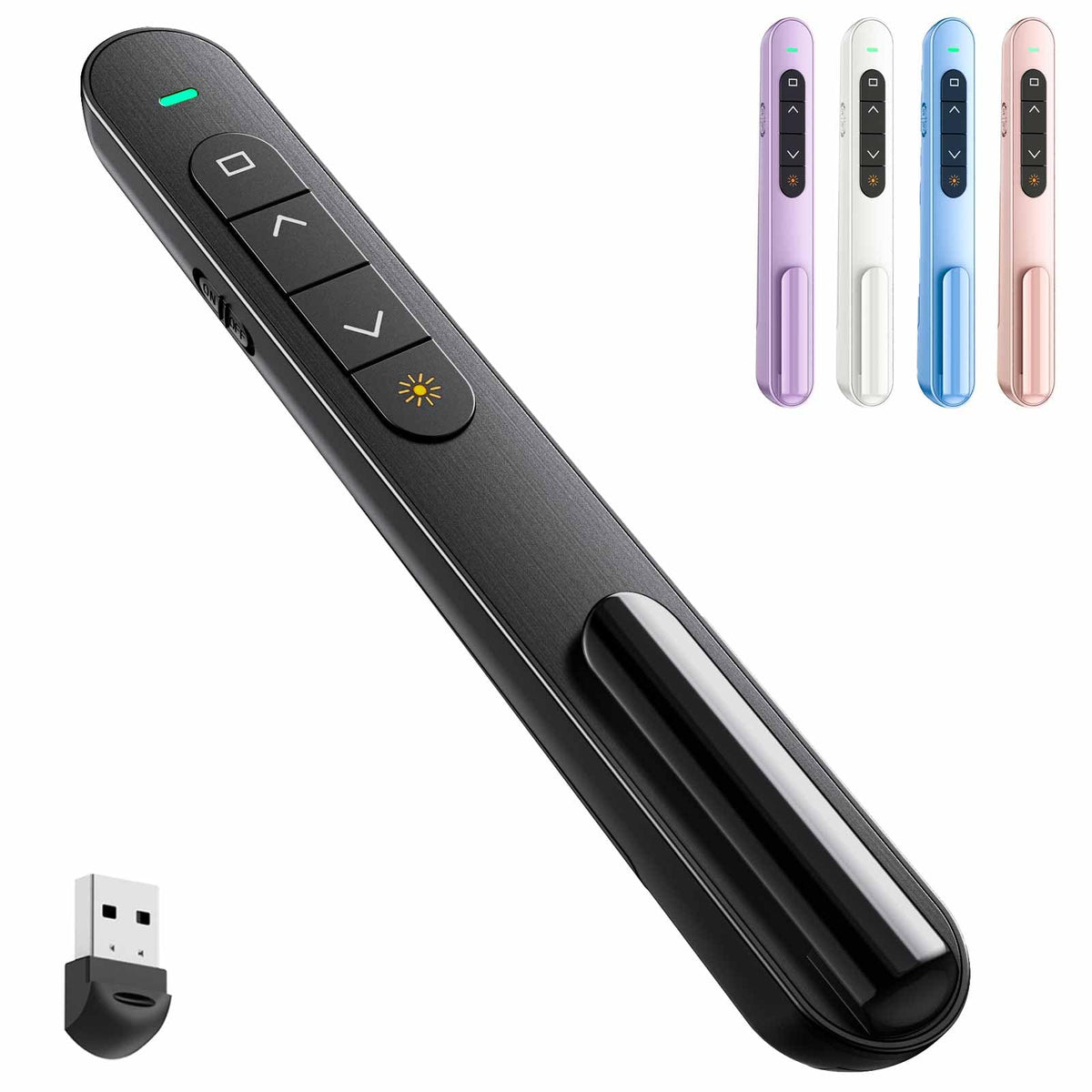 QUI Presentation Clicker with Volume Control, 2.4GHz USB Wireless Presenter Remote, PowerPoint Clicker Slide Advancer Compatible with Mac, Windows, Google Slides, Keynote