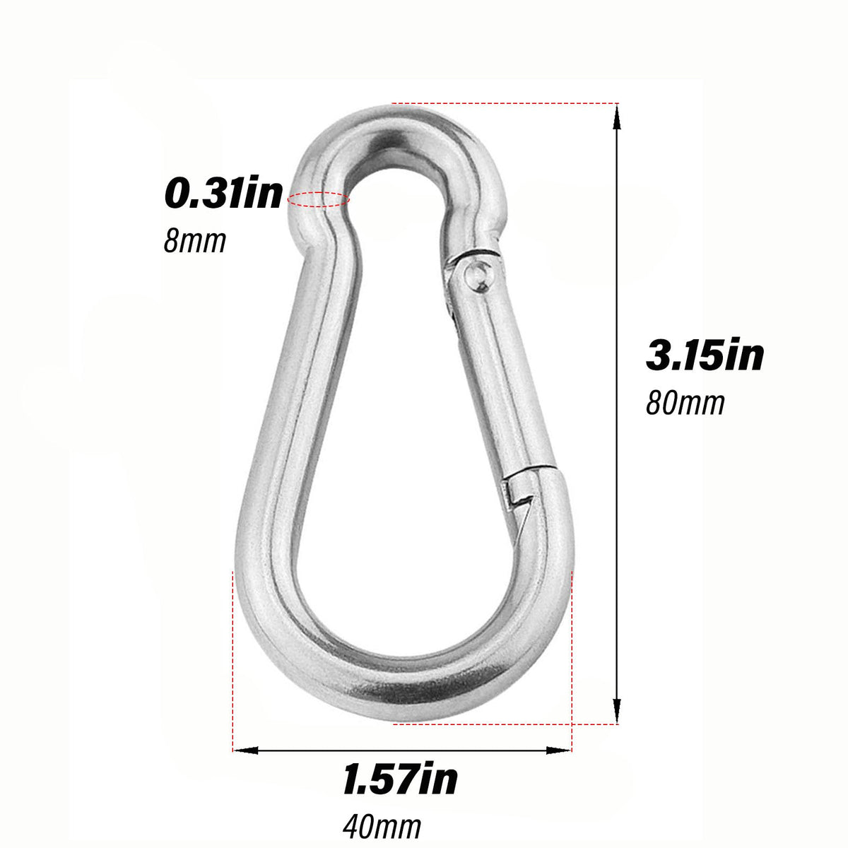 3 Inch 4 Pack Spring Snap Hook-M8x80mm, Cable Machine Accessories for Home Gym Pulldown Attachment, Exercise Machine, Heavy Duty Steel Clip for Outdoor Fitness