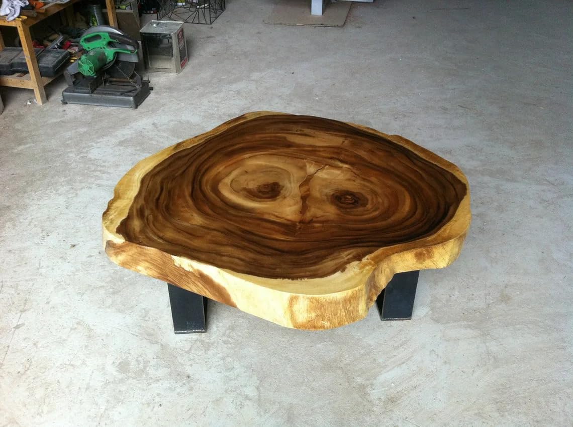 RESINHOMEFURNITURE Stunning Live Edge Acacia Wood Coffee Table Living Room Table Center Table Dining Table Hallway Table Office Table Side/End Table Home Décor (30" Inches Tall, 24 x 24 Inches)