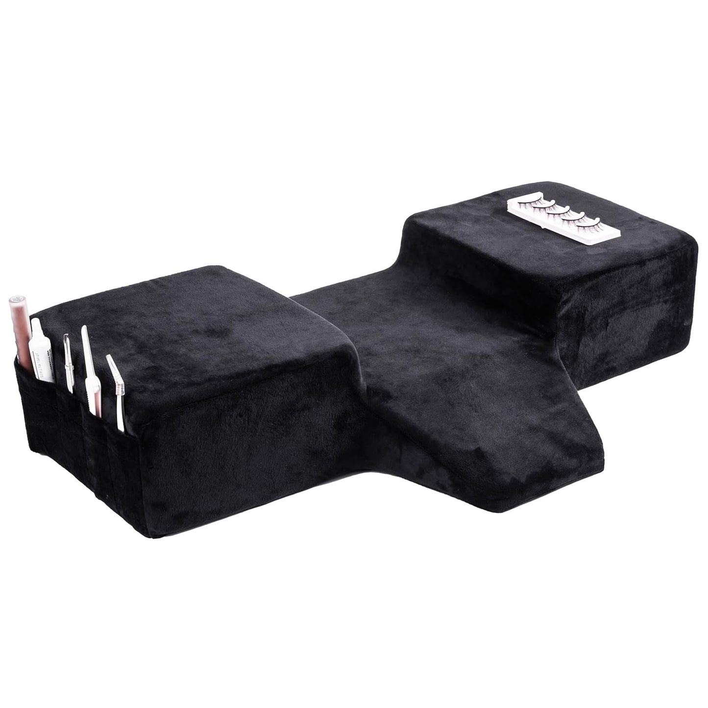 Mobaigift Beauty Salon Curved Memory Foam Bed Pillow, Lash Pillow for Eyelash Extensions Ergonomic Neck Pillow with Neck Back Head Support(Black)
