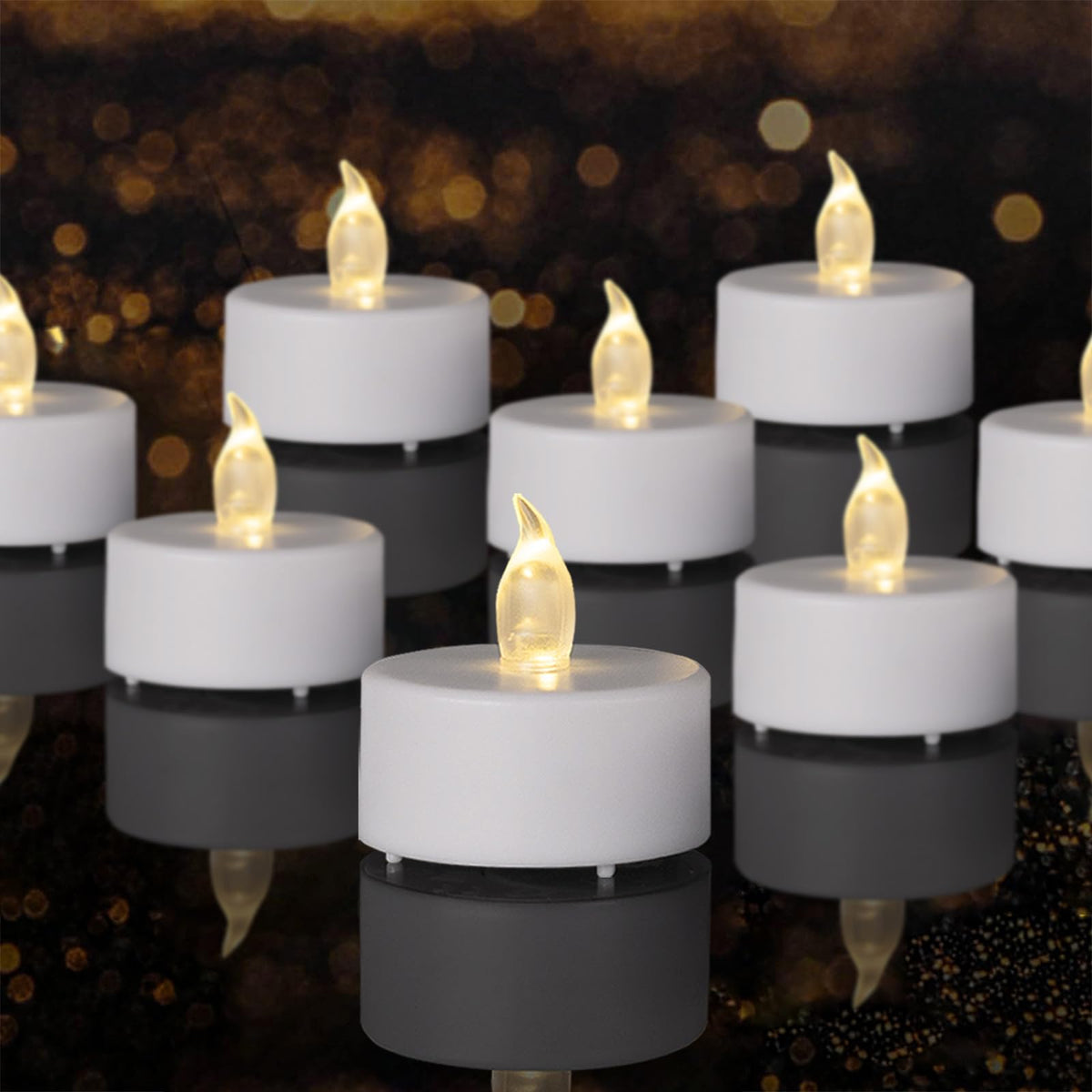 Tea Lights Flameless Battery Operated Candles-50 Pack LED Electric Flickering Votive Candle Long Lasting 200 Hours, Realistic and Bright for Seasonal Festive Celebrations Decoration Warm White