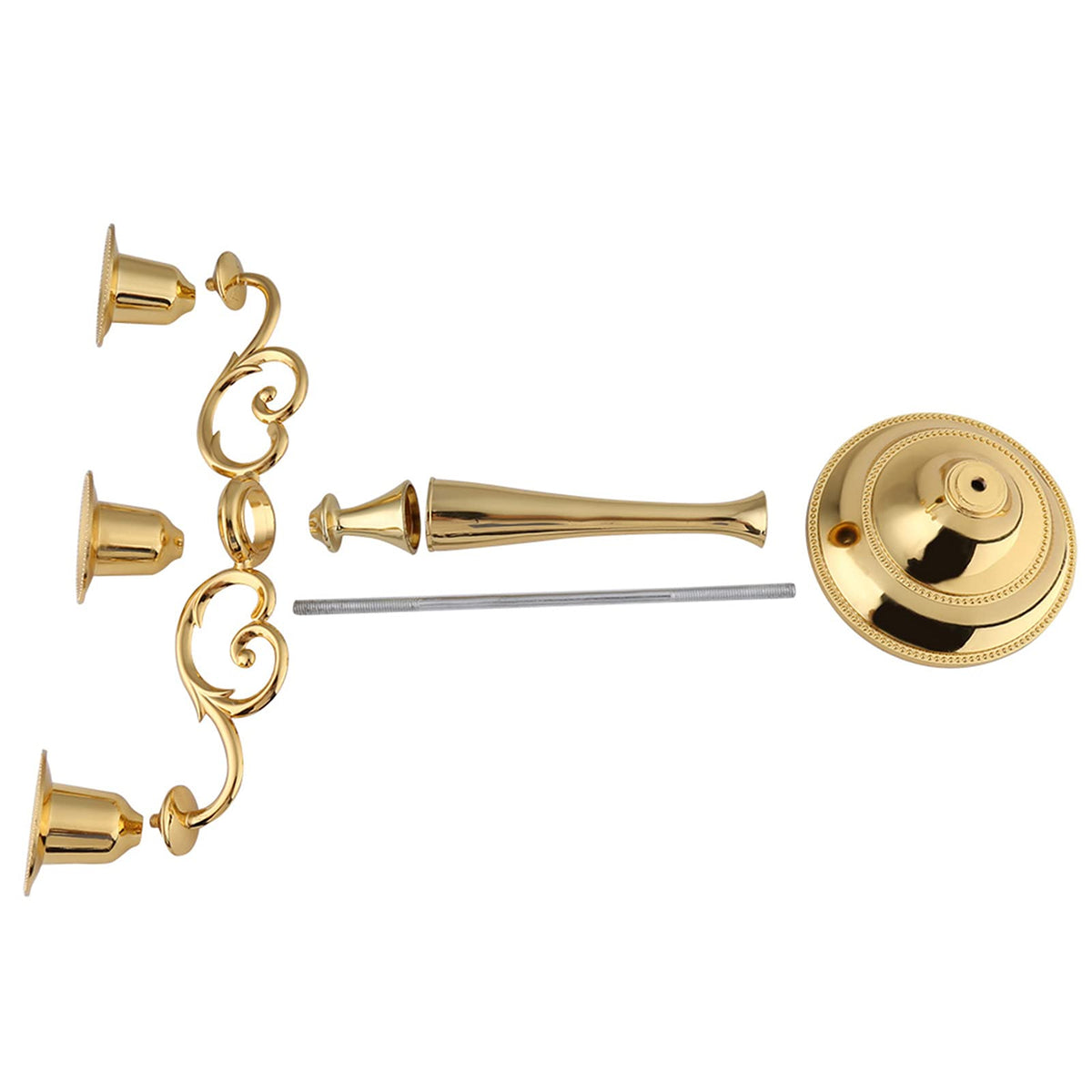 Dioche 3 Arm CandMetal Candelabra for Weddings & Home Decor | Sturdy Design, Silver Finish | Perfect Loved Ones (Gold)