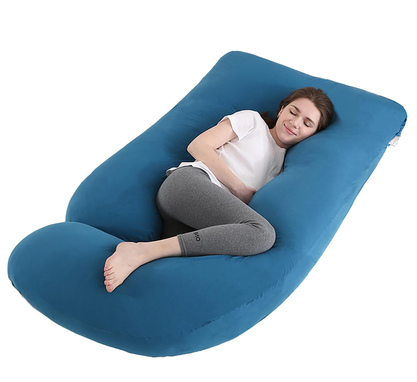 Jcickt Pregnancy Pillow for Sleeping,59 inch Maternity Pillow with Removable Washable Cover,J-Shaped Full Body Pregnant Pillow -Support for Backs,Legs, Belly, HIPS, Improve Sleep-Dark Blue