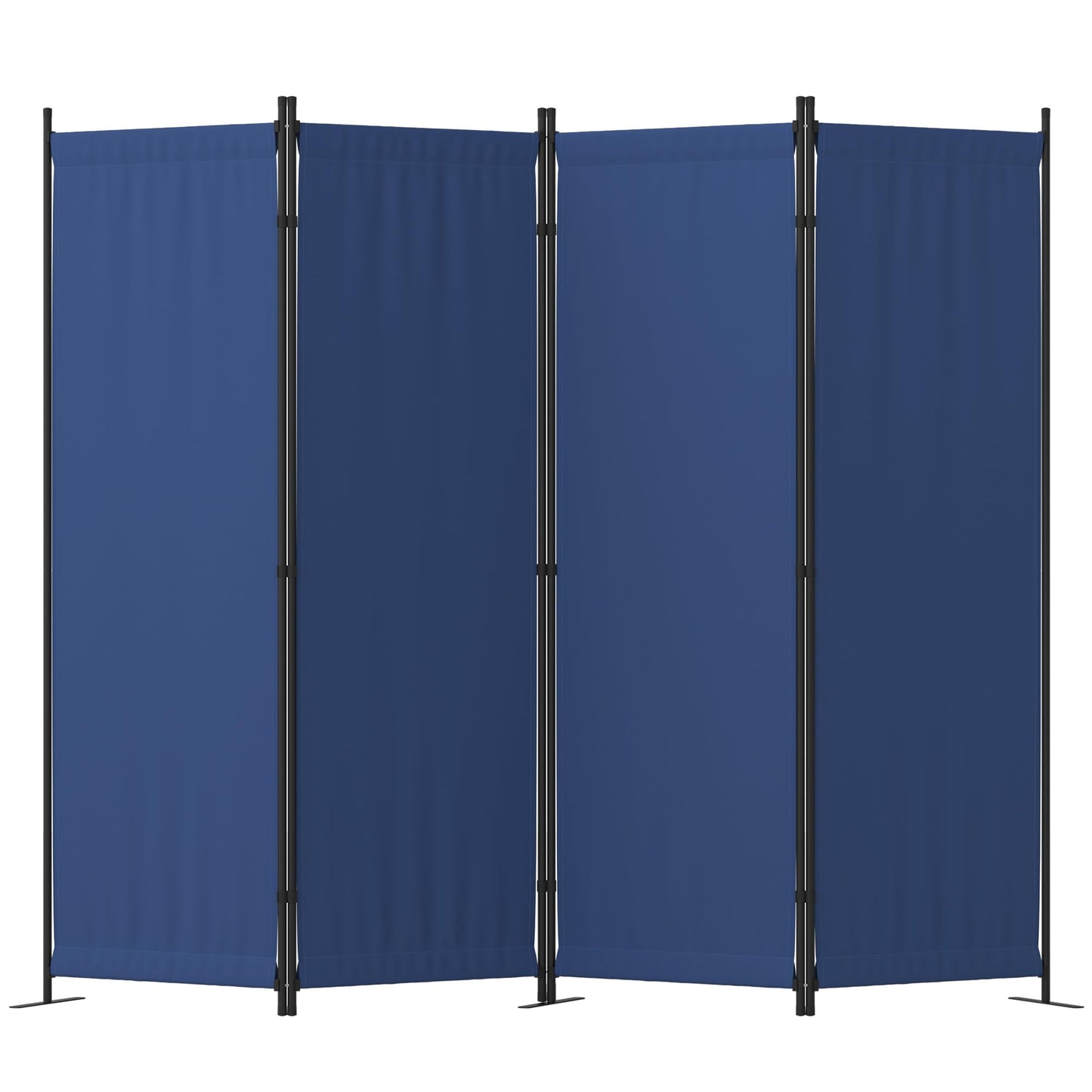 Room Divider, 4 Panel Folding Privacy Screen, 88” Portable Separating with 3 Metal Feet, Partition Room Dividers, Lightweight Freestanding Wall Divider Screen for Office Bedroom Hospital(Blue)