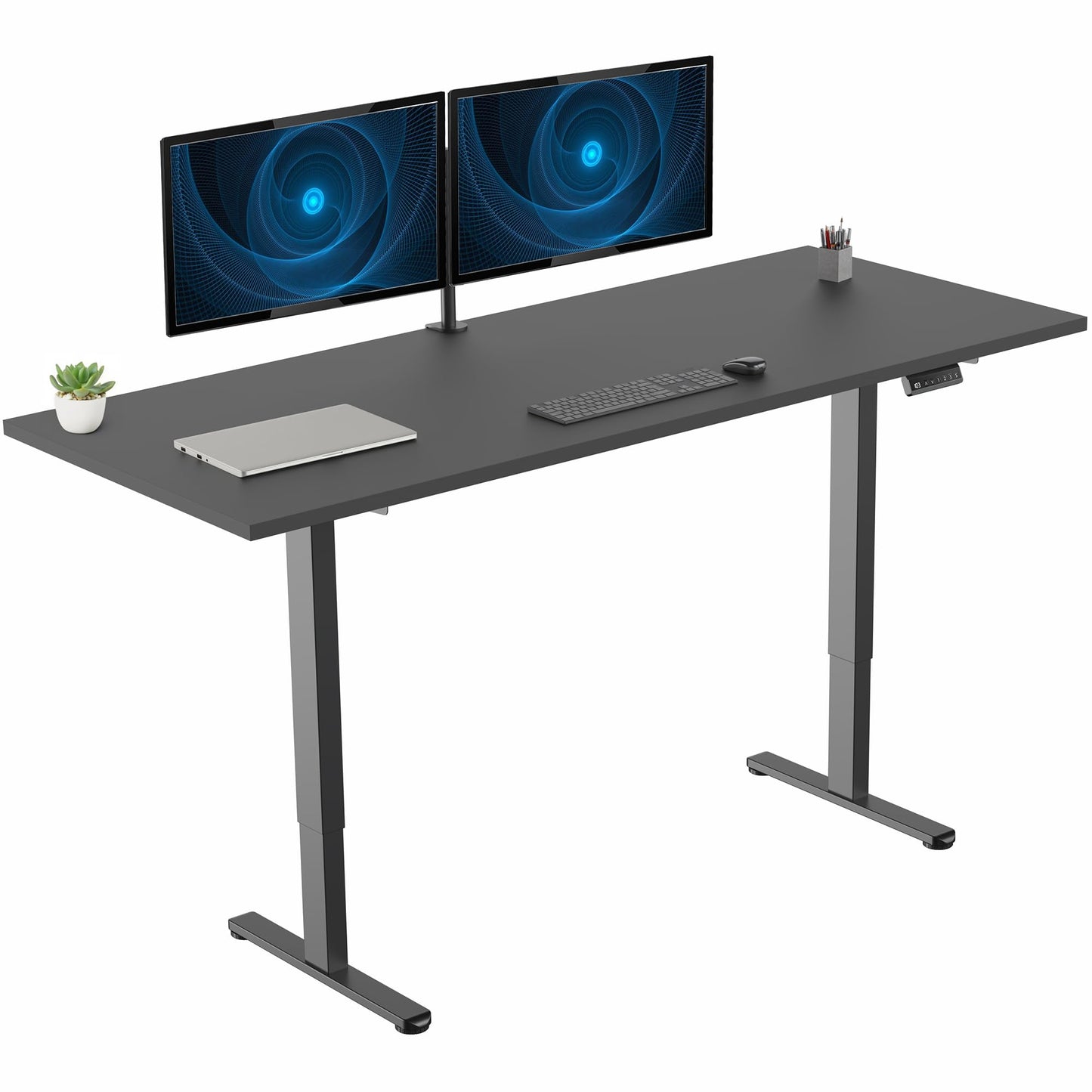 VIVO Electric 71 x 30 inch Square Edge Standing Desk, Dual Motor Memory Controller Height Adjustment, E2B-S Series, Black Top Black Frame, DESK-KIT-E2B71S-B