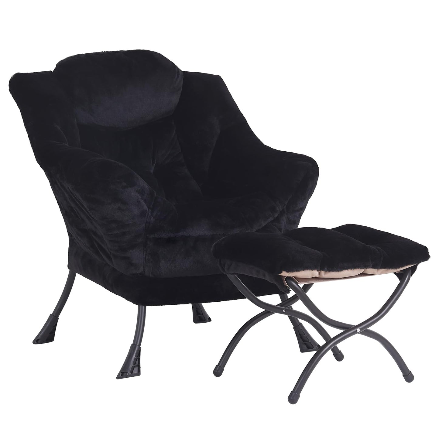 LITA Modern Accent Leisure Upholstered Sofa Chair, Lounge Reading Chair with Armrests and a Side Pocket for Living Room, Bedroom & Small Space, Plush Black