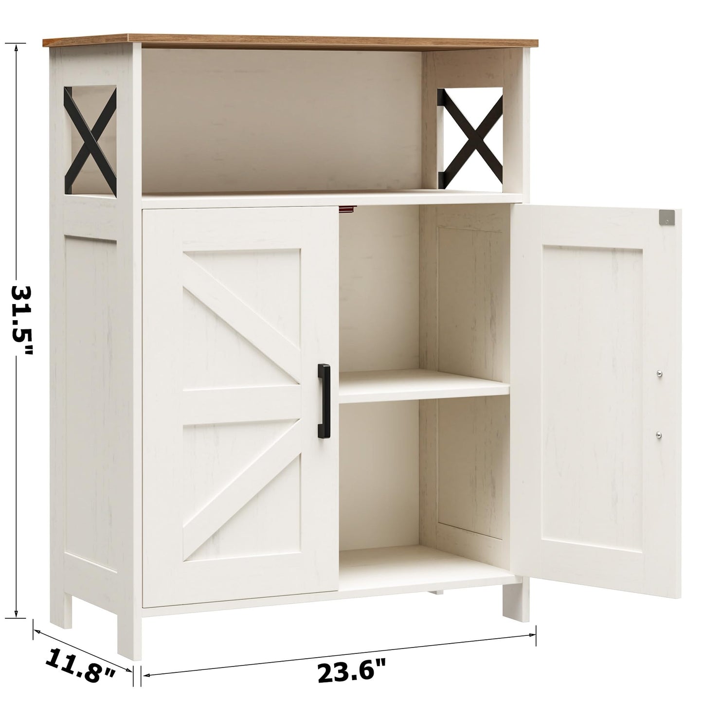 Homhedy Farmhouse Bathroom Storage Cabinet with 2 Doors, Toilet Paper Cabinet with Adjustable Shelf, Small Bathroom Cabinet for Laundry/Living Room, 11.8 x 23.6 x 31.5 Inches, Rustic White and Brown