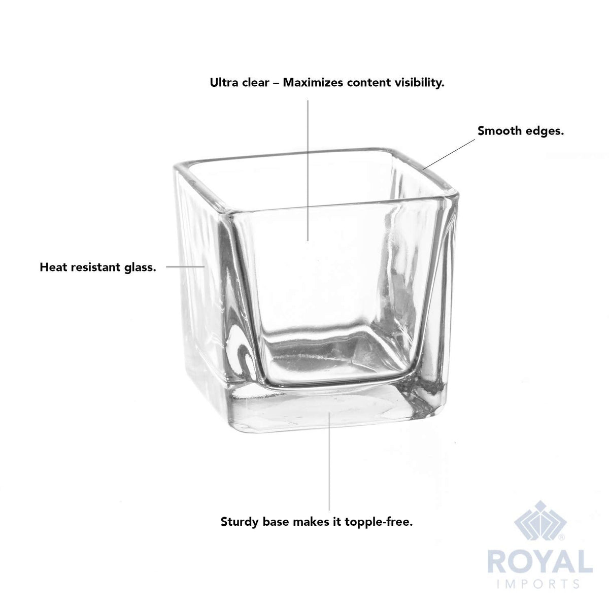 Royal Imports Candle Holder Square Cube Votive Tealight Glass for Wedding, Birthday, Holiday & Home Decoration, Set of 12