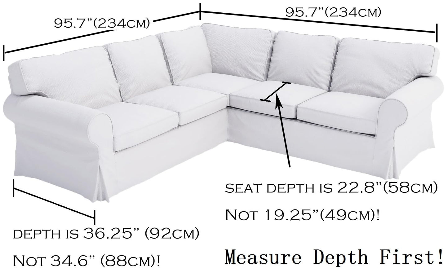 Thicker UPPLAND Sectional Sofa Cover Compatible with IKEA 2+2 Slipcover