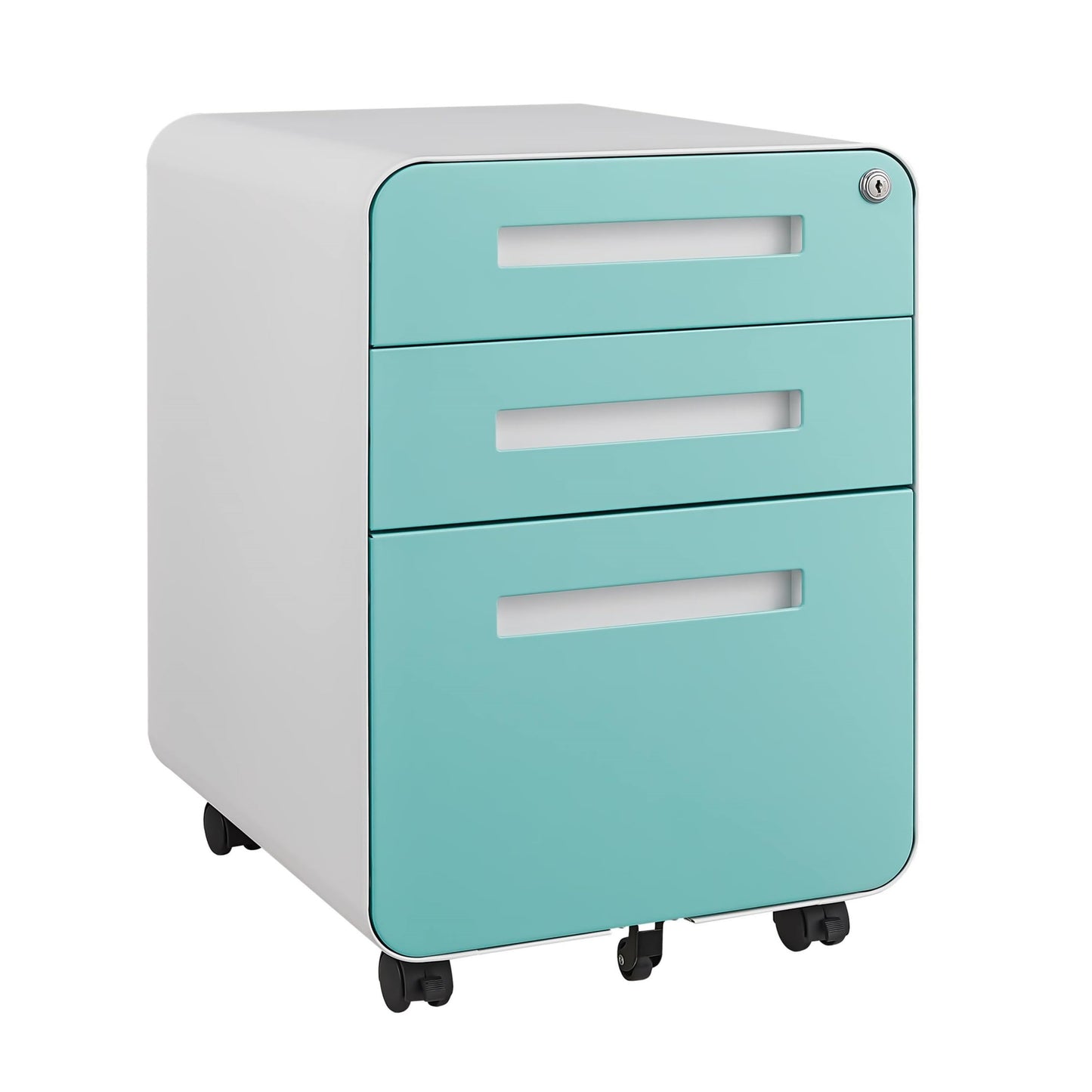 GarveeHome 3 Drawer Mobile File Cabinet with Lock, Under Desk Metal Filing Cabinet for Home Office, Under Desk Storage with 5 Wheels for A4/Letter/Legal Size, Fully Assembled