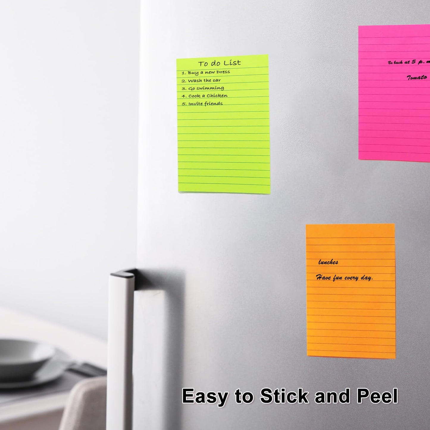 9 Pack Lined Sticky Notes 4x6 in Post Sticky Notes with Lines, 9 Bright Colors Self Sticky Notes Pad Its, Large Ruled Sticky Note for Office, Home, 35 Sheets/Pad