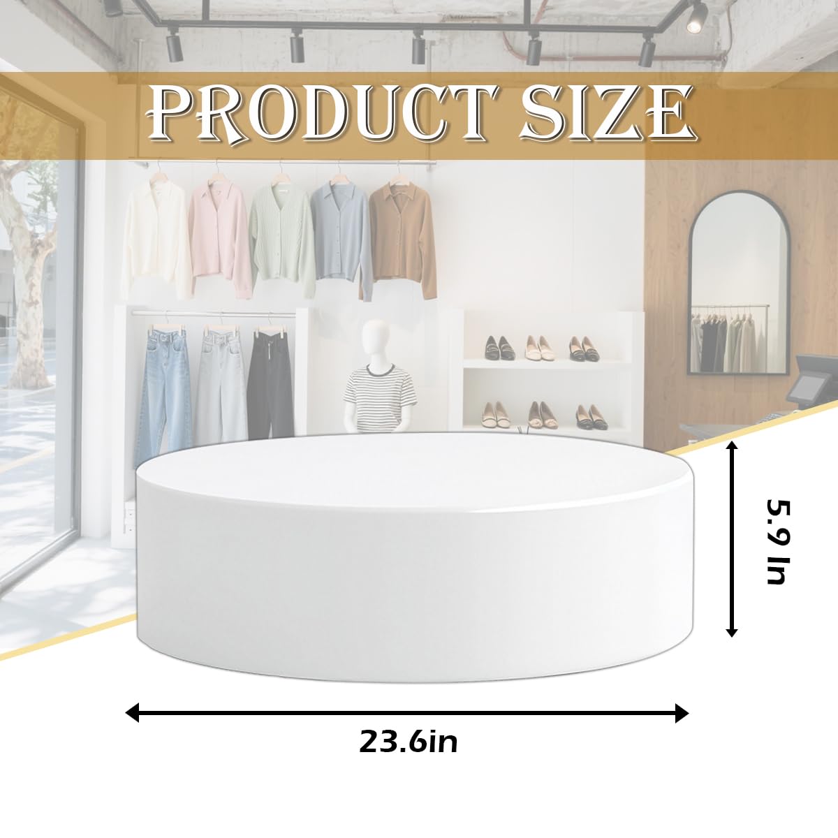 Esamploe Round Display Pedestal Stands,23.6x5.9 In Pedestal Stands for Wedding Dress Display,Large Cylinder Pedestals Stands for Parties,Wedding Dress Store Retail Displays,Models,Comic Conventions