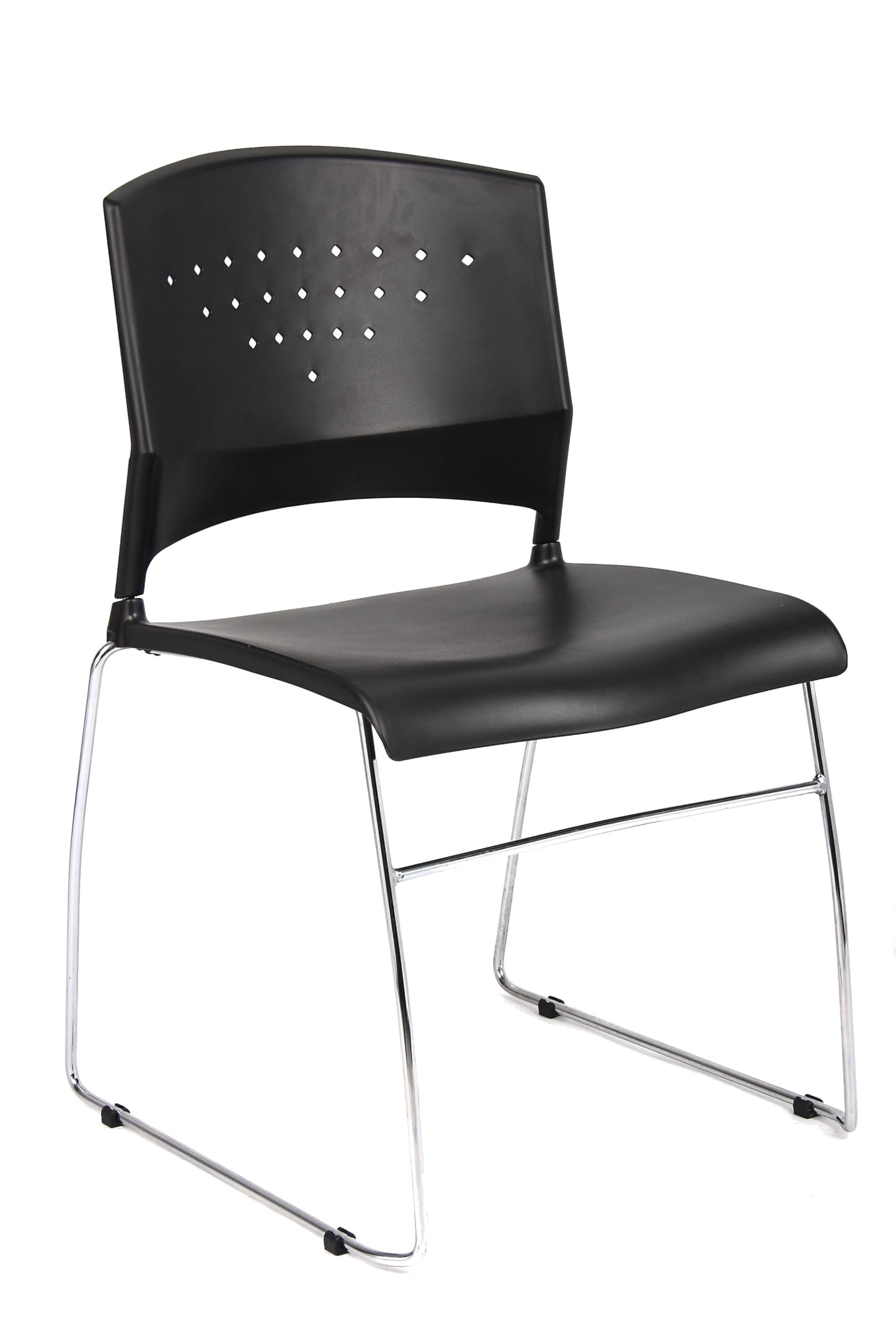 Boss Office Products Chrome Frame Stack Chair 2 Pack in Black