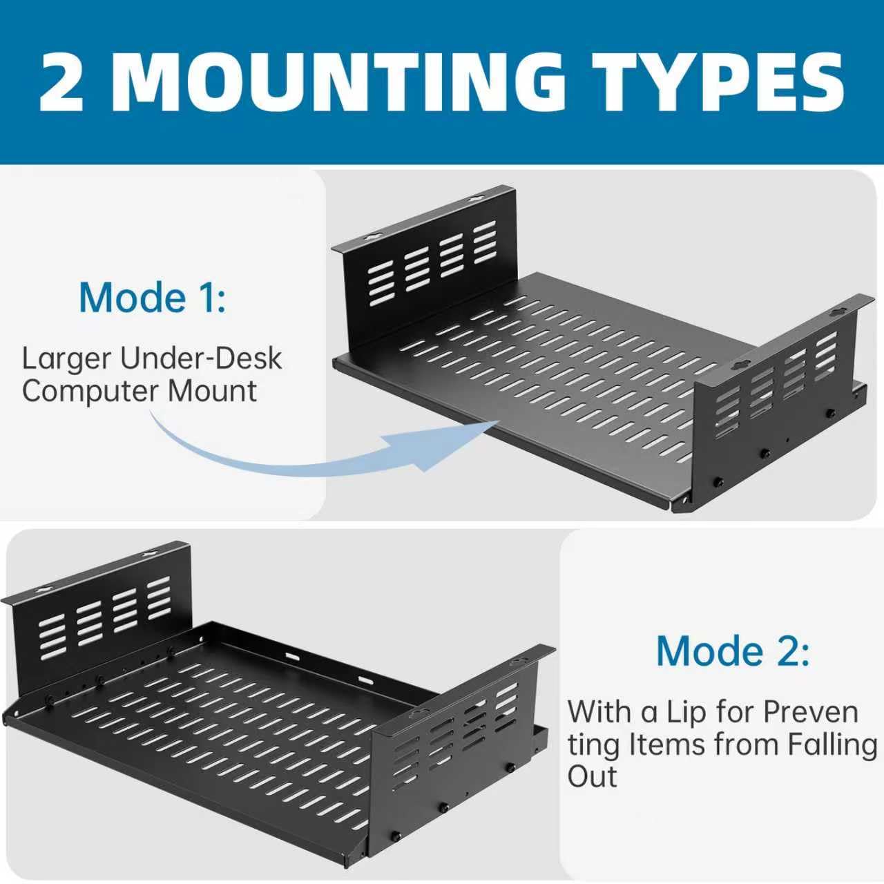 Fixirons PC Holder Under Desk,Under Desk Computer Mount for Small Form Factor SFF Computers and PCs,Compatible with PlayStation 4, PS4 Slim, PS4 Pro,Gaming UnderDesk L17.3 x H 4" x D 12"