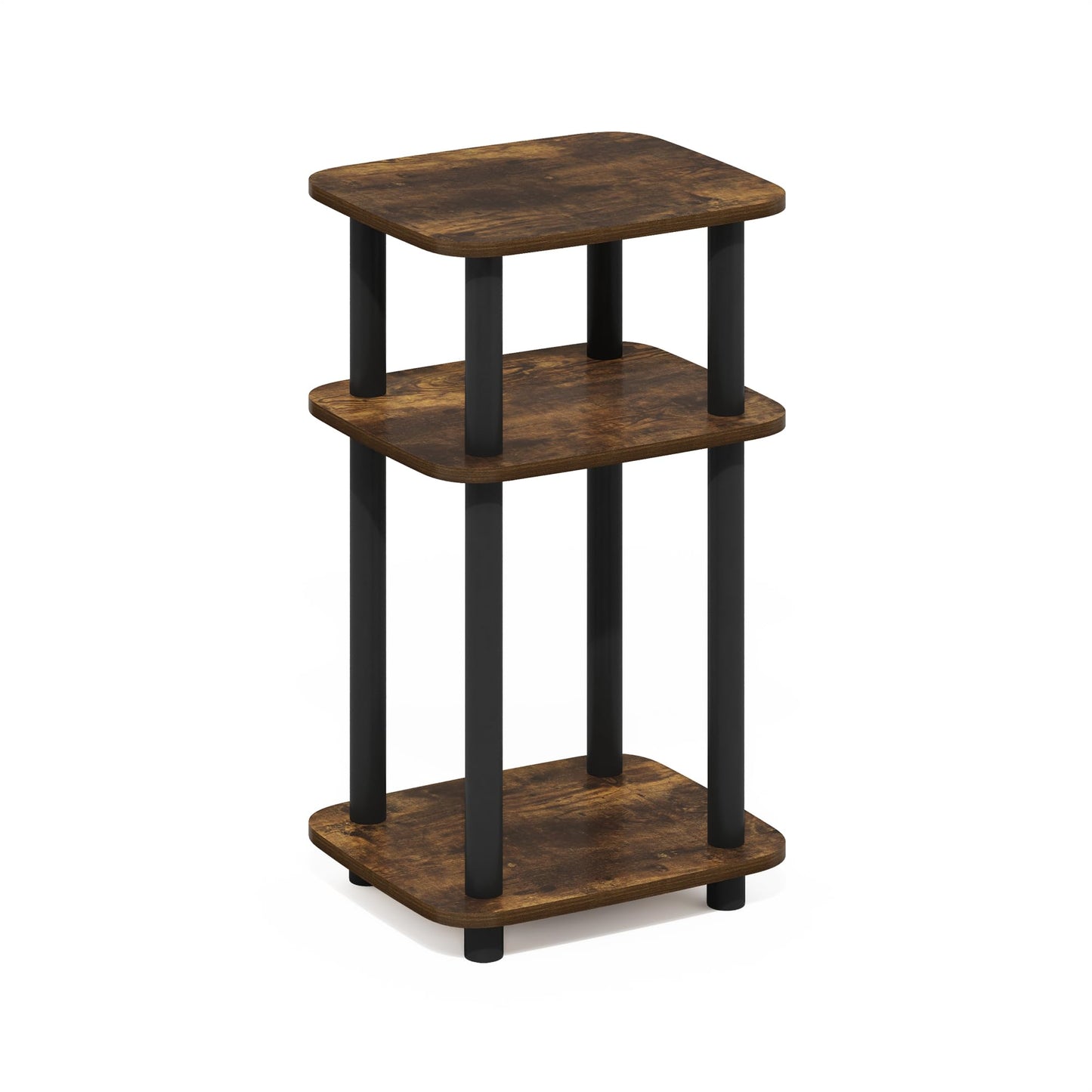Furinno JUST Night Stand, 3-Tier Turn-N-Tube Nightstand with Open Shelf, Round Curve Corner Side Table, End Table, Easy Assembly, for Living Room, Bedroom, Amber Pine