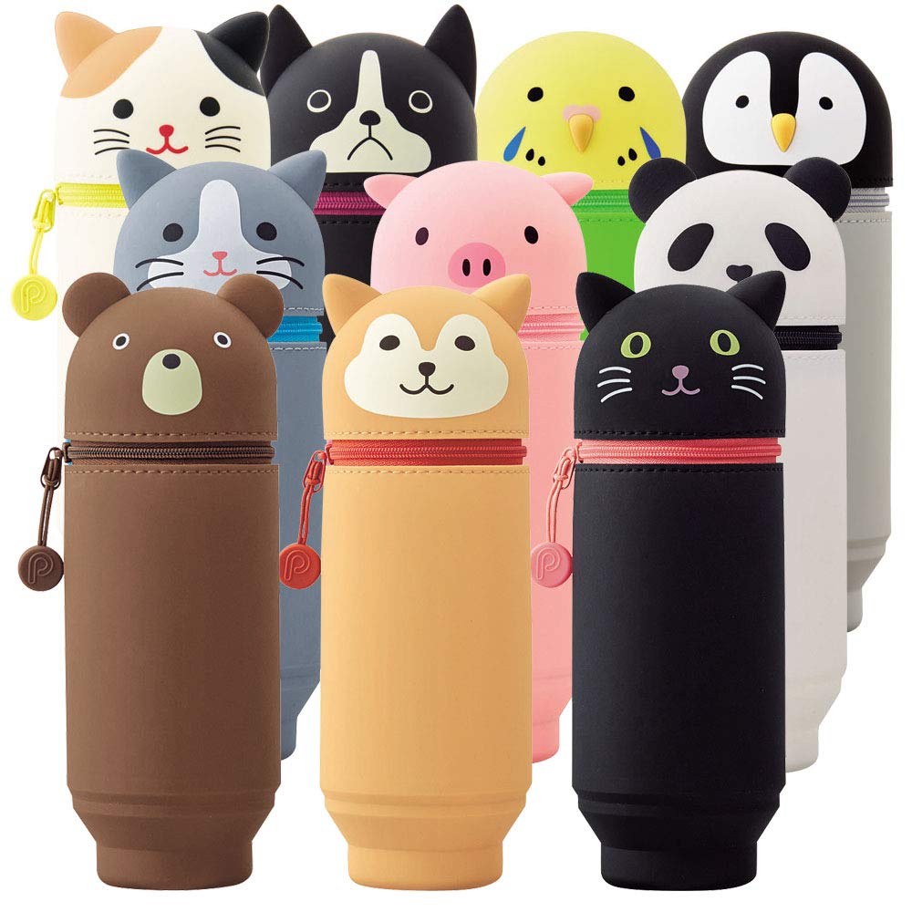 LIHITLAB Kawaii Japanese Panda Large Stand Up Pencil Case For School Office College, Cute School Supplies, Animal Pen Holder Pencil Pouch Holder Girls, Artist Pencil Case, Panda (A7714-6)