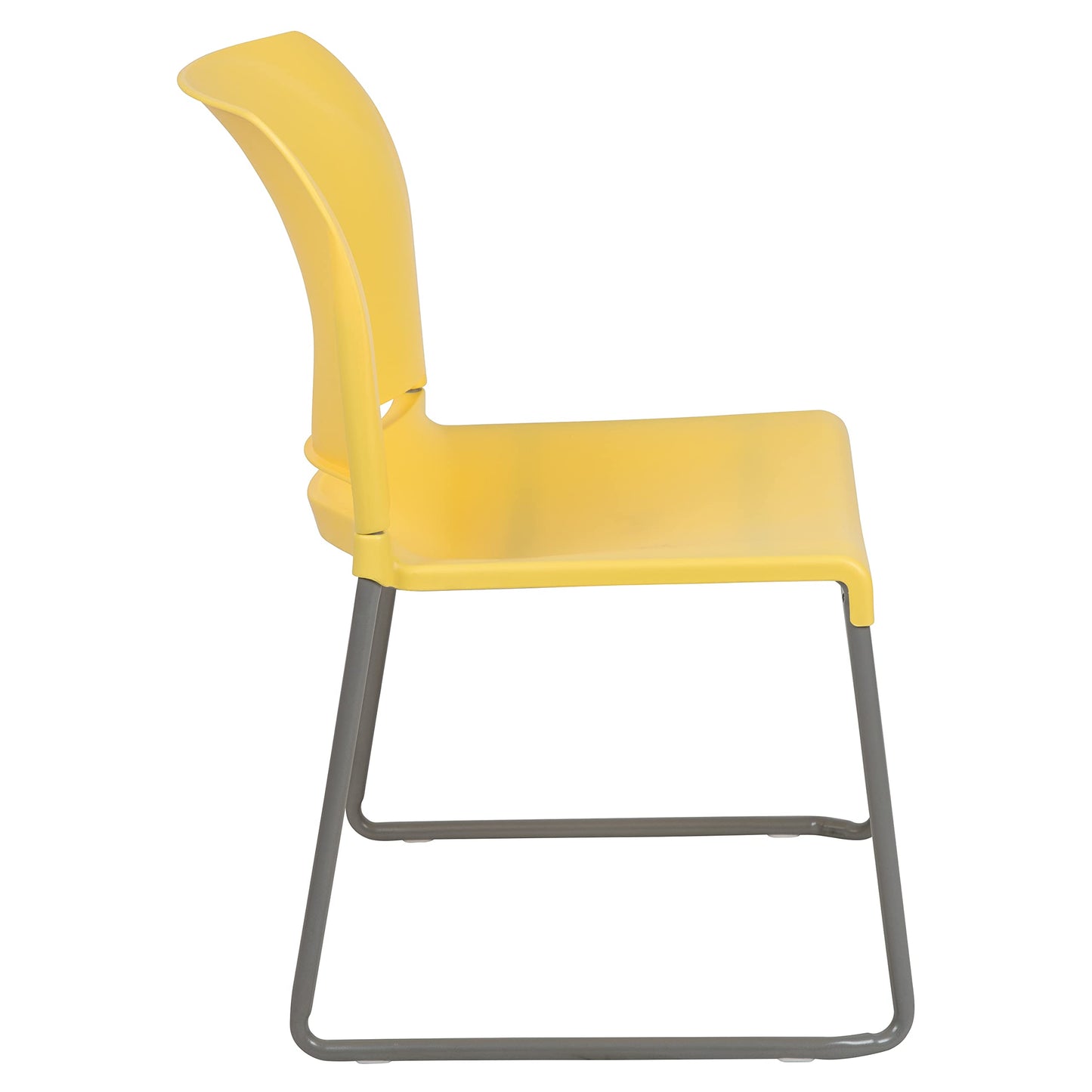Flash Furniture HERCULES Series 5 Pack 880 lb. Capacity Yellow Full Back Contoured Stack Chair with Gray Powder Coated Sled Base