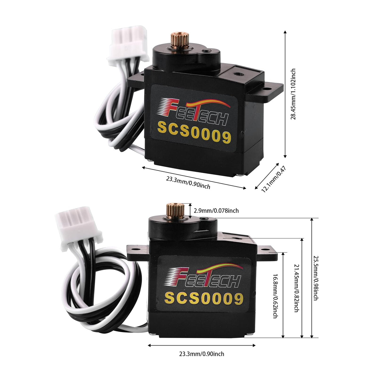 RCmall SCS0009 Serial Bus Servo Kit SCS0009 2.3KG Micro Servo Metal Gear w/300° Encoder TTL/RS485 for Robot Arm, RC Helicopter, Arduino, STEAM (10 Servos)