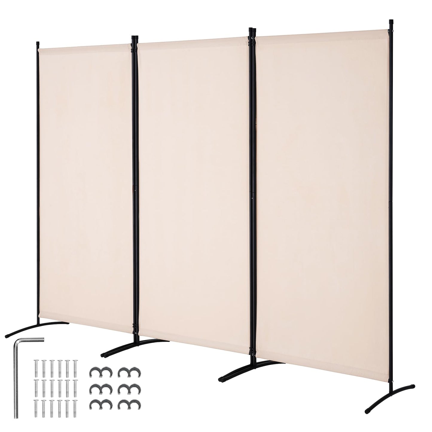 VEVOR Room Divider, 3 Panel Room Divider, Folding Privacy Screen and Portable Partition Divider for Room Separation, Freestanding Room Partitions for Office, Bedroom, Study, Beige