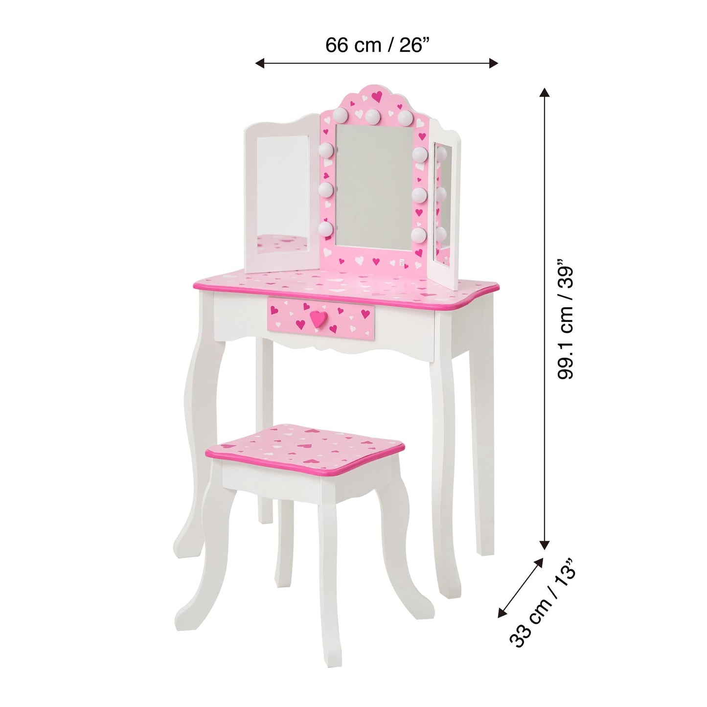 Teamson Kids - Sweethearts Print Gisele Medium Vanity - White/Pink