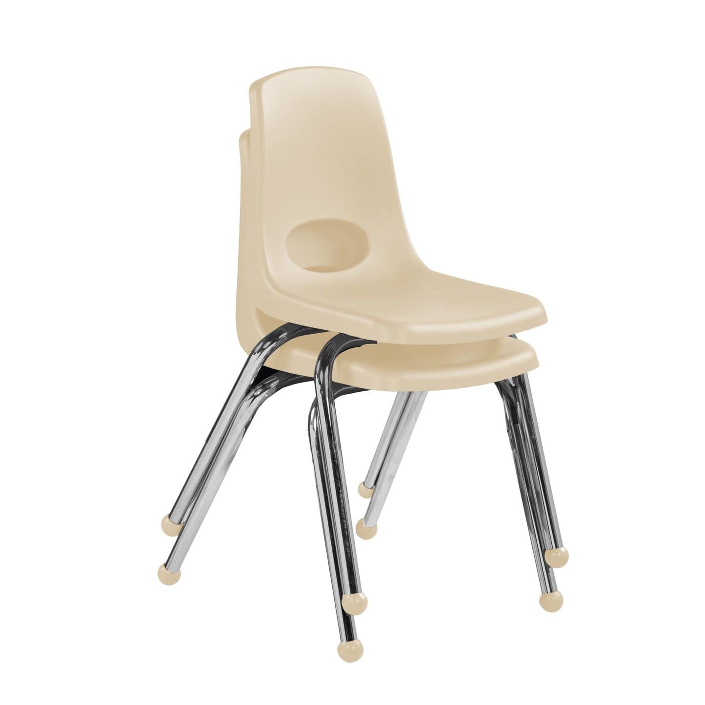 FDP 16" School Stack Chair, Stacking Student Seat with Chromed Steel Legs and Ball Glides for Classroom, Homeschool or Office - Sand (2-Pack), 15413-SD