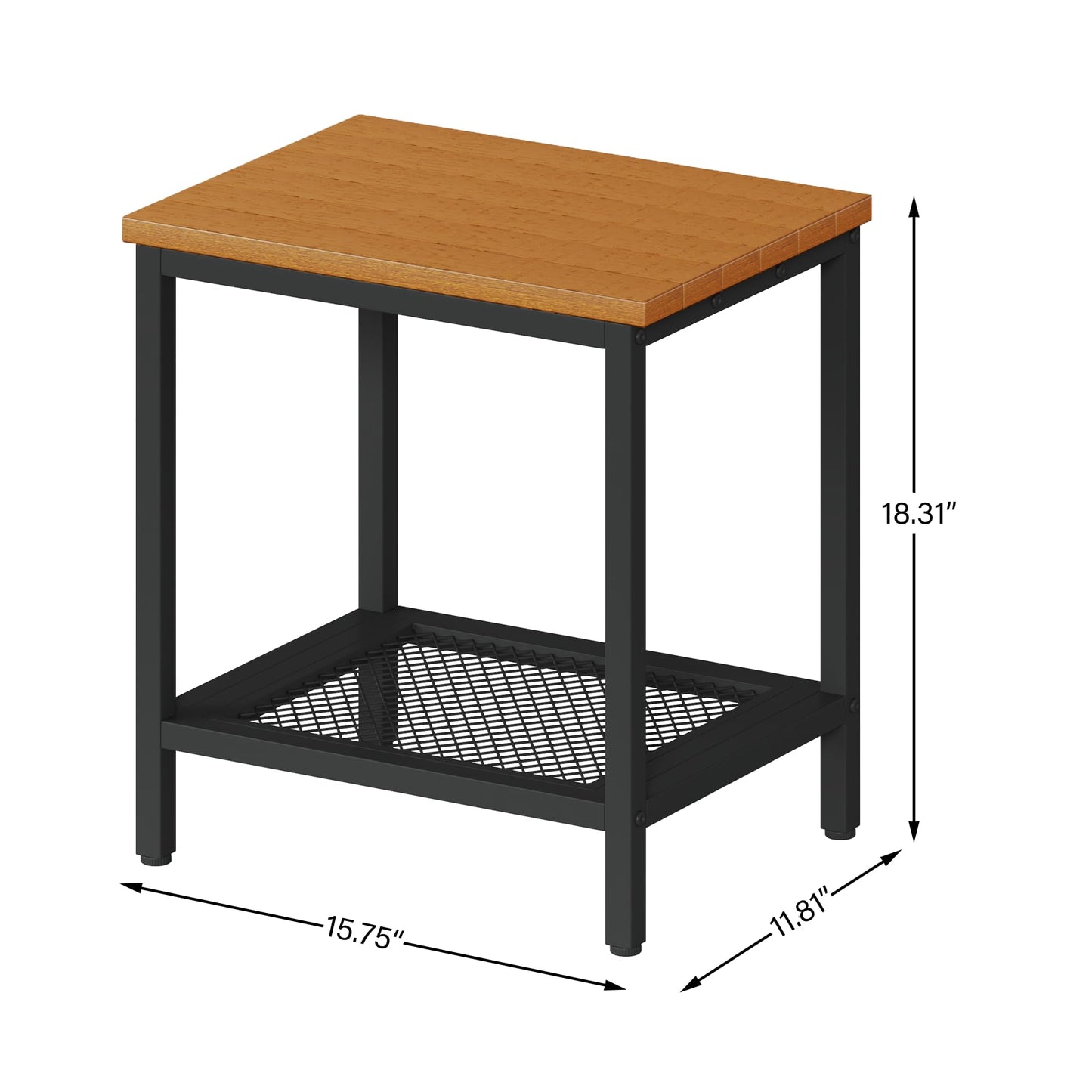KAAPSAM Outdoor Side Table with Storage, 2-Tier Patio End Tables Weather Resistant, Black Outdoor Accent Table,Small Side Table for Pool, Deck, Garden