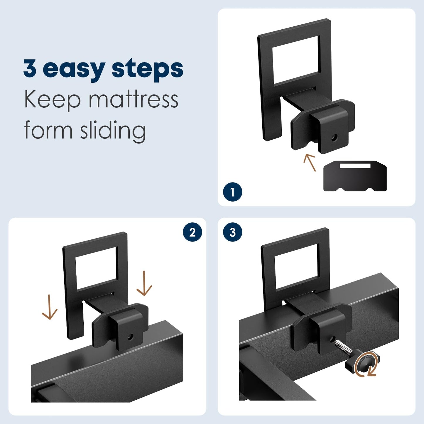 SUYAUU Non Slip Mattress Gaskets, Mattress Holder in Place Gripper for Metal Bed Frame, Keep Mattress from Sliding Gripper, Adjustable, 6 PCS, Black