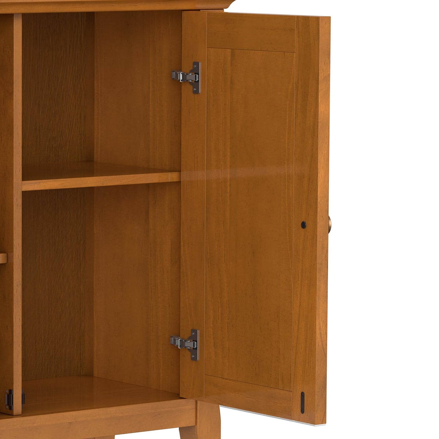 SIMPLIHOME Amherst Storage Cabinet - 32 inch Wide Solid Wood 2-Shelf Low Storage Unit in Light Golden Brown, Transitional Console or Accent Cupboard for Living Room or Entryway with Adjustable Shelves