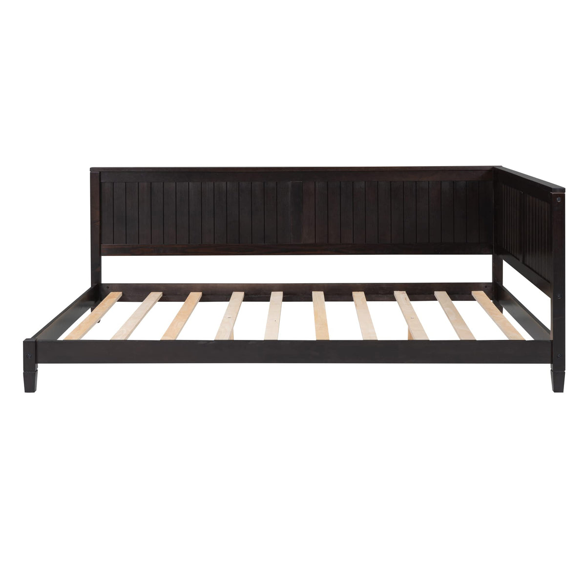 Bellemave Full Size Daybed, Wood Full Low Bed Frame with Headboard and Sideboard, Wooden Floor Sofa Bed with Slats Support for Kids Room, Bedroom, Living Room, Espresso