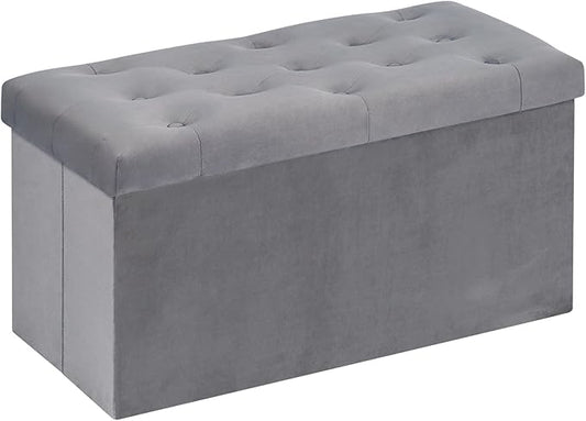 B FSOBEIIALEO Folding Storage Ottoman, Long Ottomans Shoes Bench, Velvet