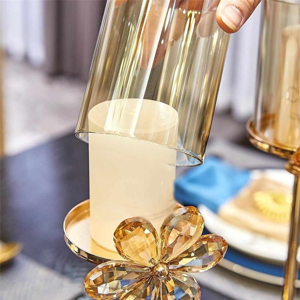 cfycfy987 Candelabra Candle Holders Wedding Centerpieces Metal Crystal Candlestick Holders Stand for Table Party Church Decor Candle Sticks Holder(Large)