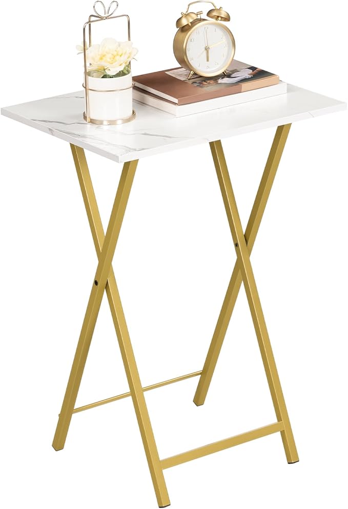 HOOBRO Folding TV Tray Tables, Industrial Snack Tables