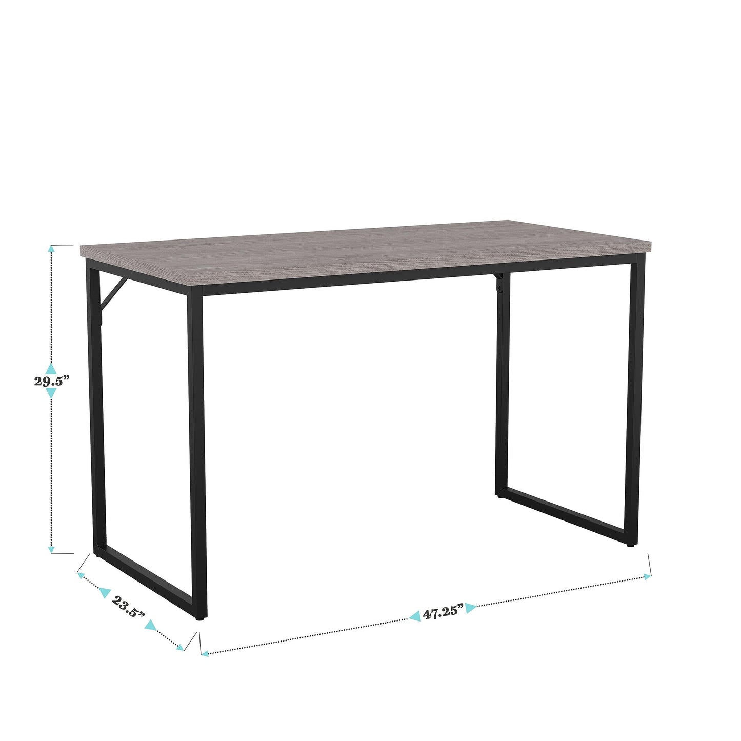 Martha Stewart Noah Home Office Parsons Desk in Gray Wood Grain with Oil Rubbed Bronze Metal Frame