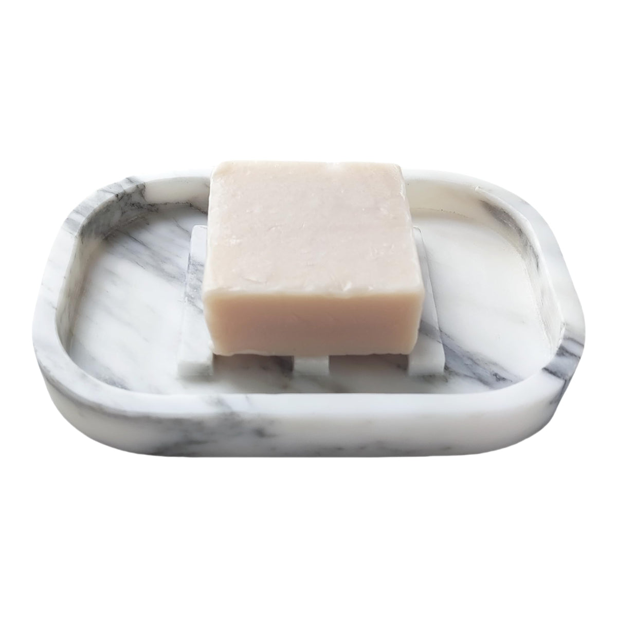 Jusmioke Natural Marble Soap Dish for Bathroom Shower Sink，Stone Soap Holder with Drying