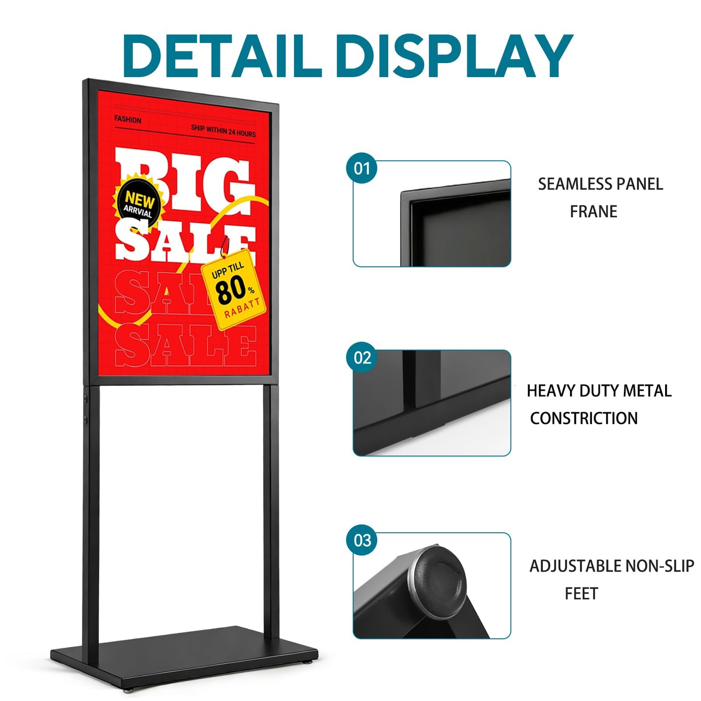 USCNC Black 22×28inch Sign holder floor stand, heavy Duty Pedestal poster banner stand for display,22×28inch slide-in double sided poster sign holder floor standing for board Display (Black 2 Pack)