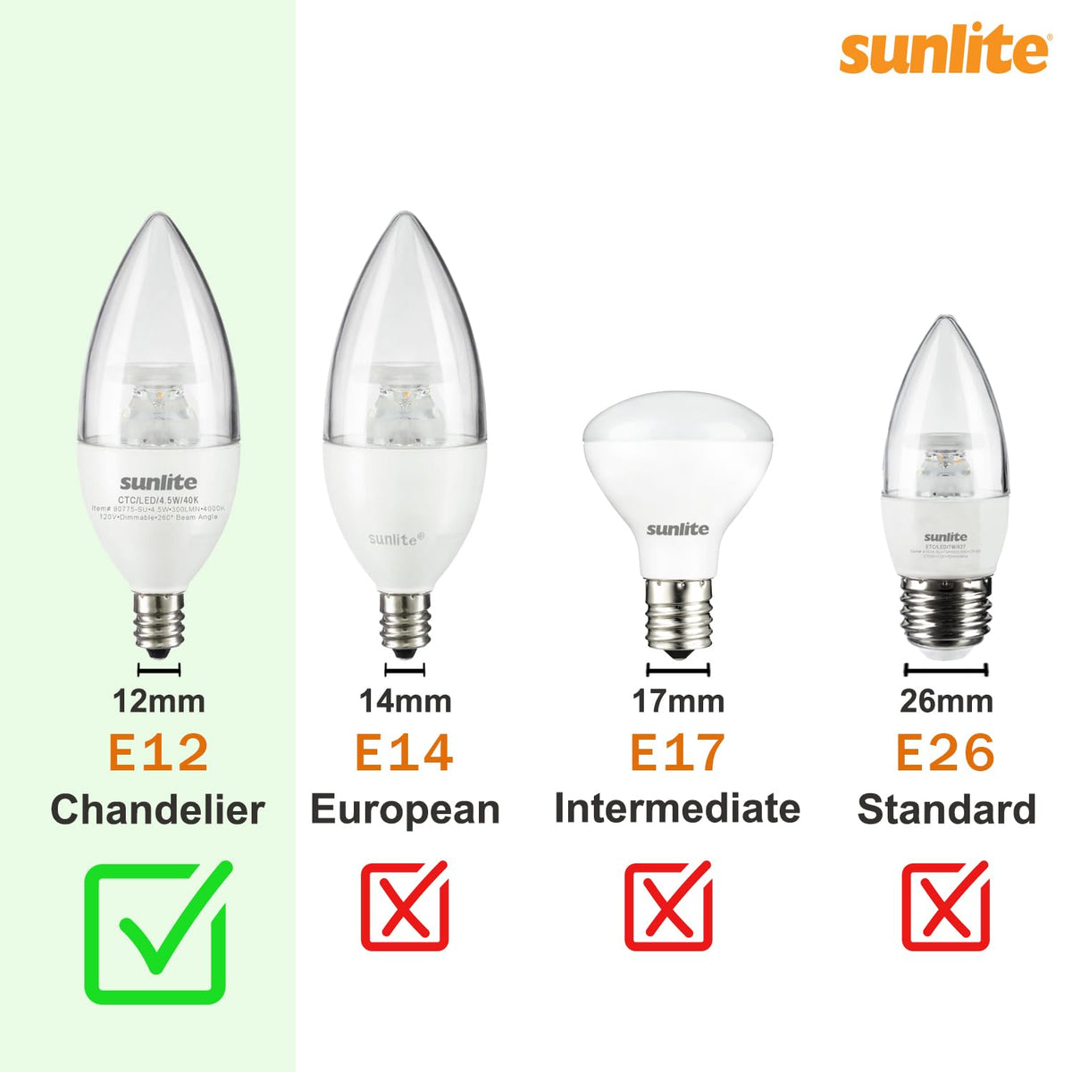 Sunlite 01270 7C7 Incandescent Bulb, 7 Watt, Candelabra E12 Base, C7 Small Night Light, Colored Bulb, Orange, 25 Count