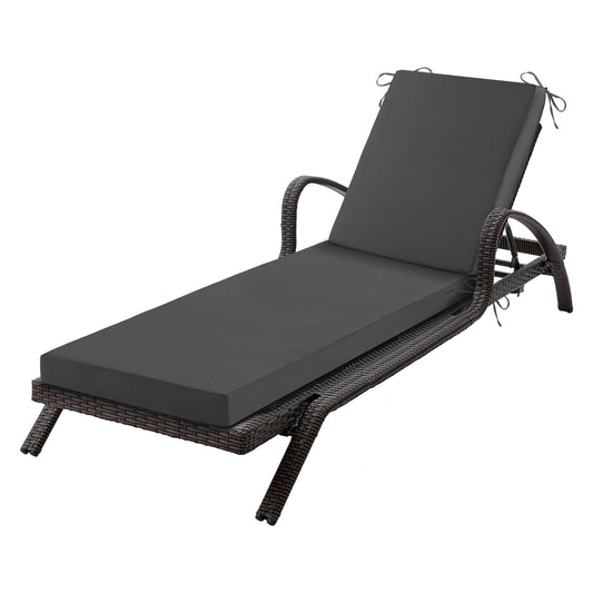 Aegisun Chaise Lounge Cushions Outdoor, 72x 21x 3 Inch Waterproof & Fade-Resistant Lounge Chair Cushion, Outdoor Chaise Cushion with Removable Cover & Ties for Lawn, Patio, Pool & Beach, Dark Grey
