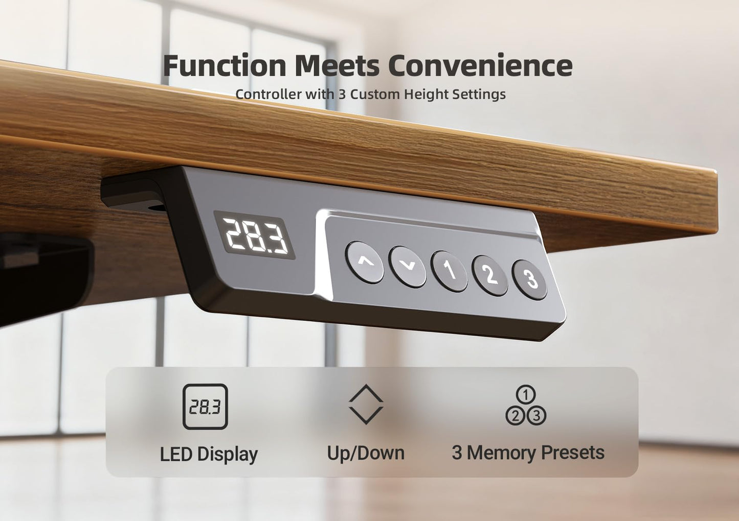 YDN Electric Standing Desk Adjustable Height, 40 x 24 Inches Stand up Desk with Cable Management, Home Office Desks with Splice Board & Black Frame, Rustic Brown Top
