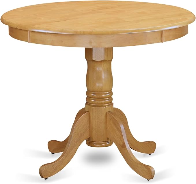 East West Furniture ANVA5-OAK-W 5 Piece Dining Set Includes a Round Dining Room