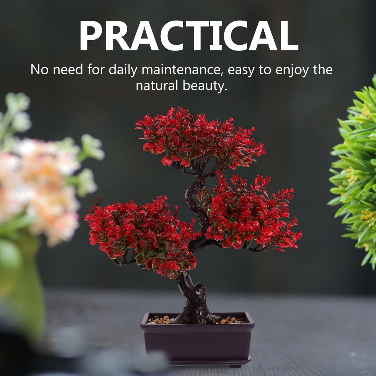 Cabilock Artificial Bonsai Tree Decor, 14.17 Inch Small Fake Plant in Pot, Faux Potted Bonsai Tree for Home Office Desk, Men Living Room Shelf, Bathroom, Bedroom and Zen Japanese Room Decor