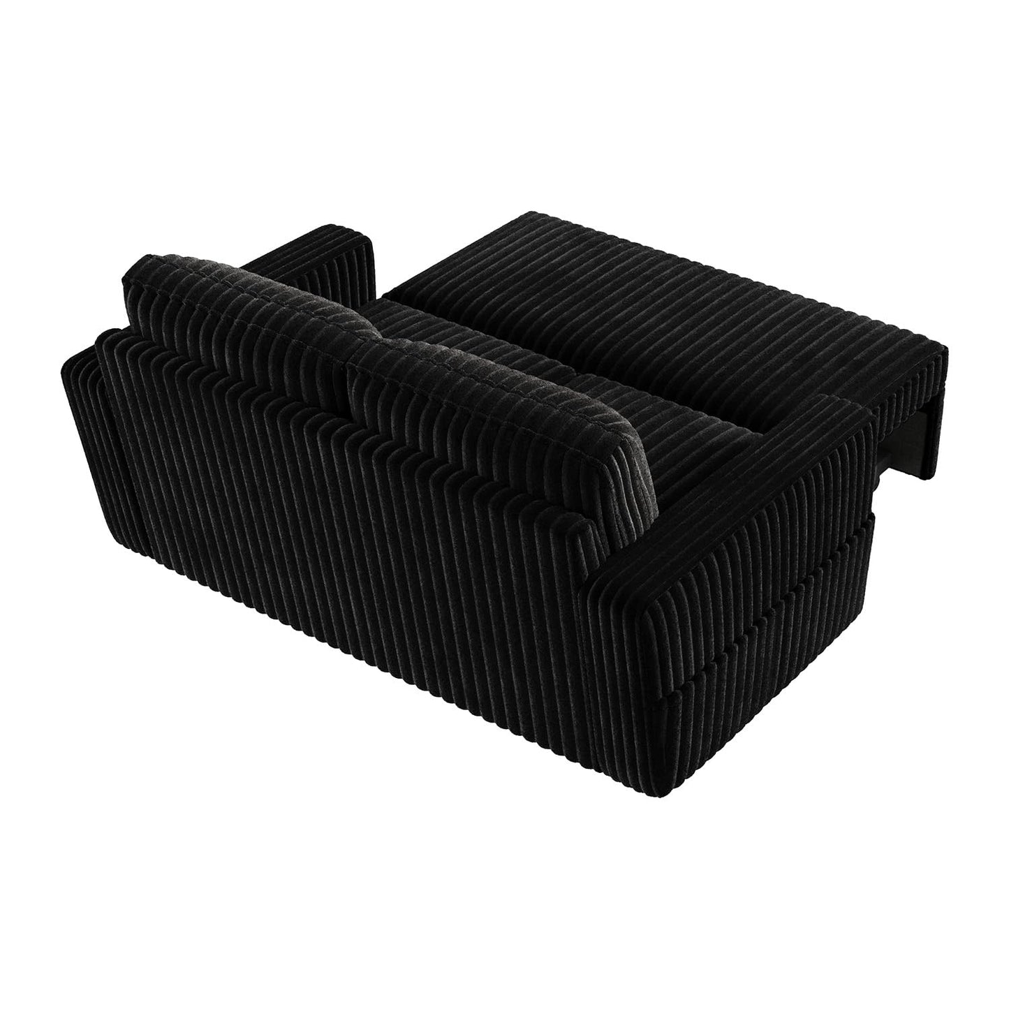 HONBAY Modular Pull Out Sofa Bed,Corduroy Loveseat, Couches for Living Room,Black