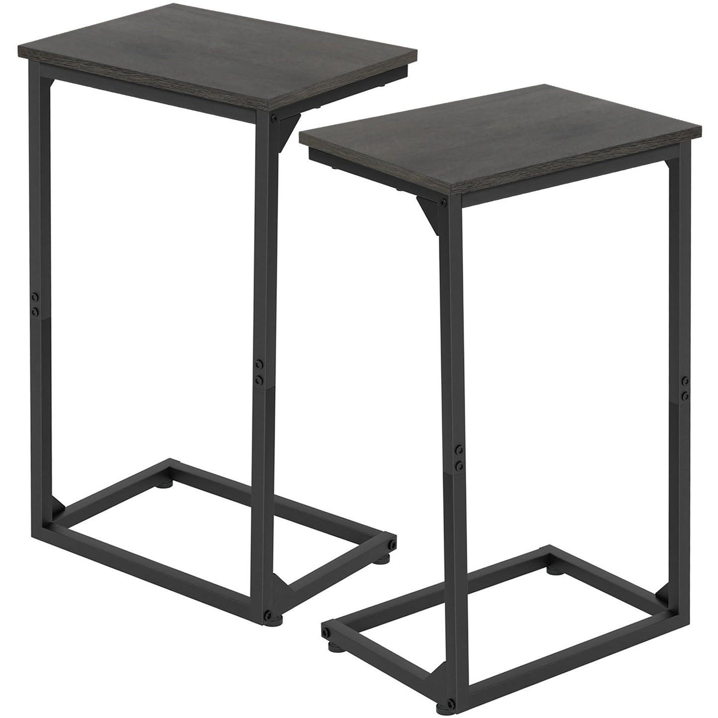 AMHANCIBLE C Shaped End Tables Set of 2, Couch Side Tables that Slide Under Sofa, Slim TV Trays for Living Room and Bedroom, Narrow Space Saving Laptop Workstation, Dark Grey HET02BDG