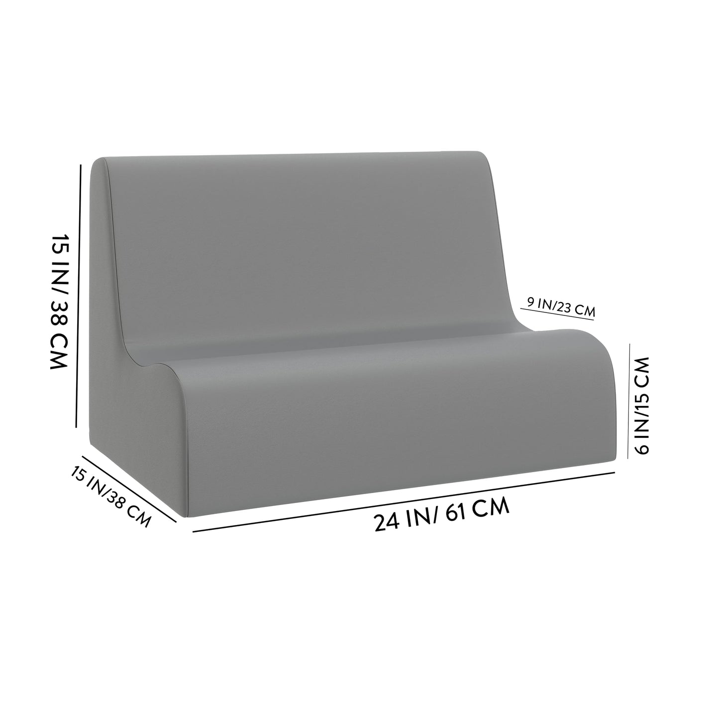 Children's Factory Small Contour Sofa, Mix-and-Match Kids Chairs, Sofas, Corner Ottomans and Cubes, Foam-Filled and Water-Resistant, Flexible Seating for Classroom Elementary, Green Kids Couch