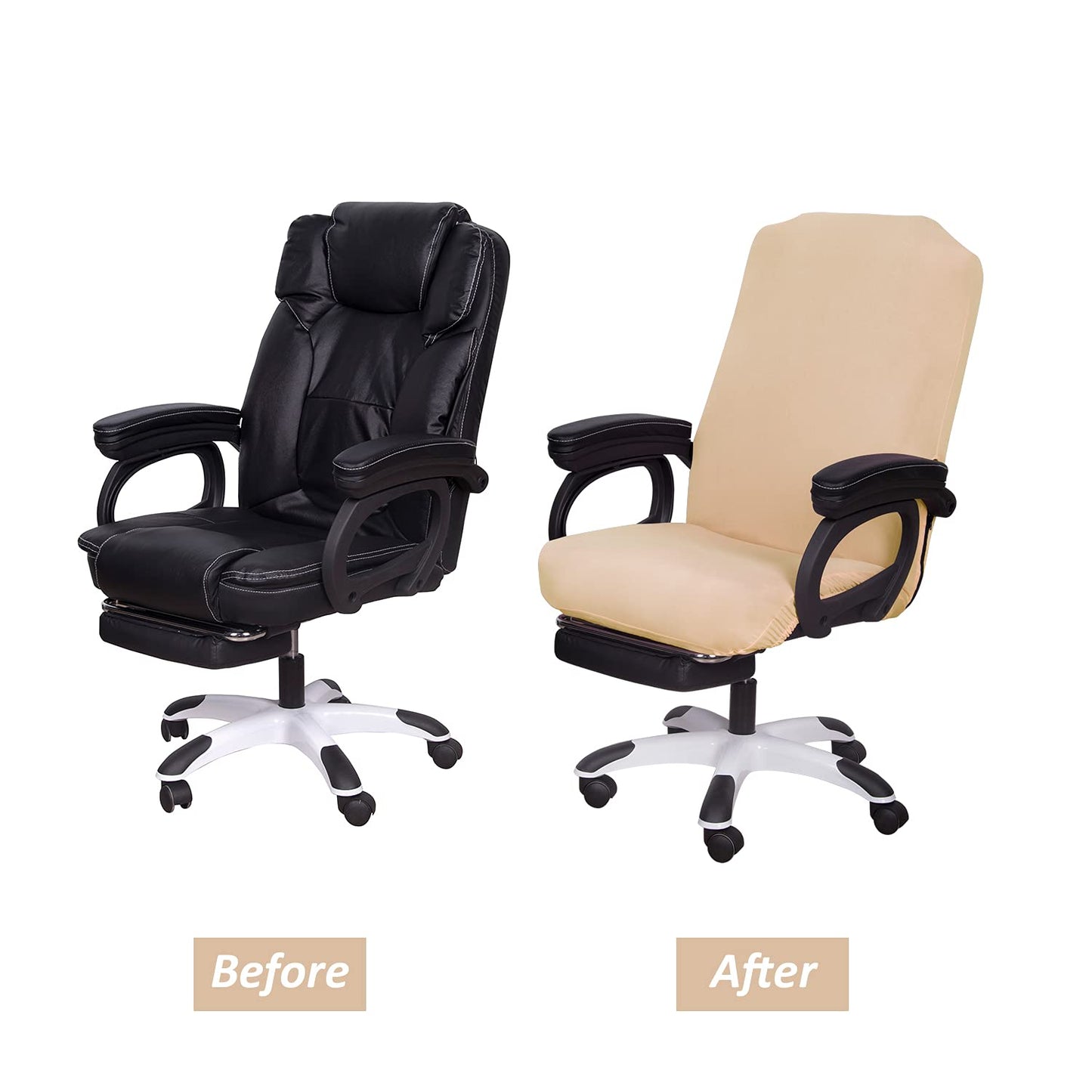 SARAFLORA Office Chair Covers- Large, Champagne- Removable Computer Chair Covers for Office Chair with Zipper for Universal Rotating Chair Desk Chair Cover Chair Seat Washable Protector for Pet