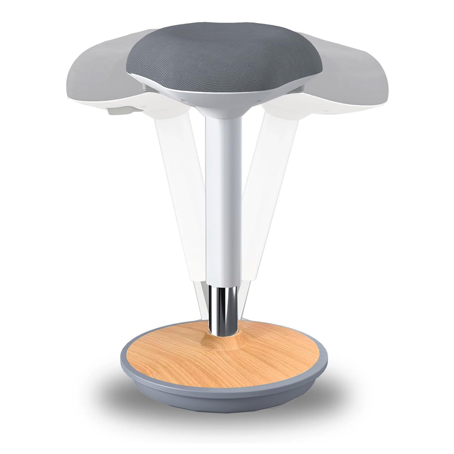 ERGO COLLECT Adult Wobble Stool - Anti-Fatigue Standing Desk Stool with 360° Rocking Non-Slip Curved Base, Height Adjustable 22-32 Inch Standing Chair for Home & Office,Light Wood