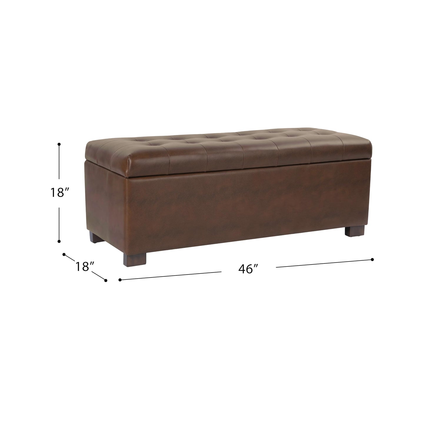 HomePop 46" Tufted Storage Bench - Antique Brown