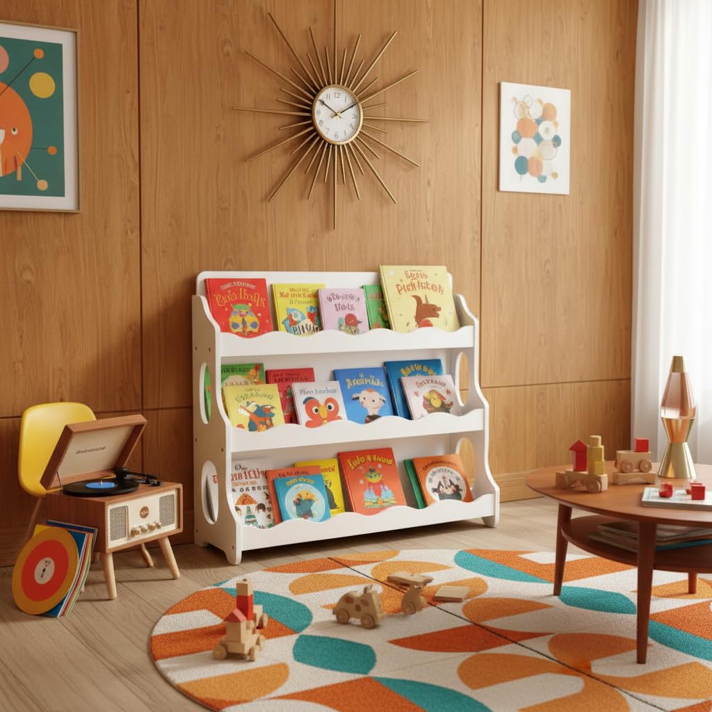 AMMEHOELA Wood Kids Bookshelf Montessori DutchDesign,White