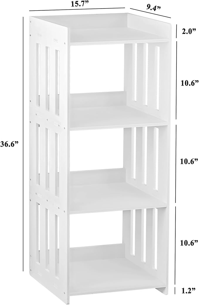 HAYOFAMY Bookshelf, Bookcase for Small Spaces, 4 Tier Shelf White Book