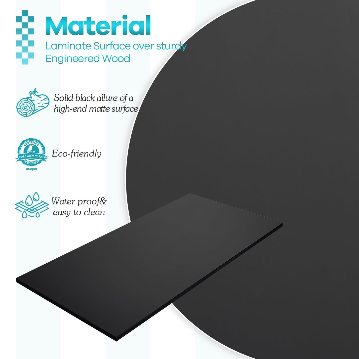 Kaboon 36x24 inches Tabletop, Solid One-Piece Desktop for Sit Stand Desk, Double Desks, L Desk DIY,Wood Countertop Home or Commercial Use,1 inch Thick, Solid Black