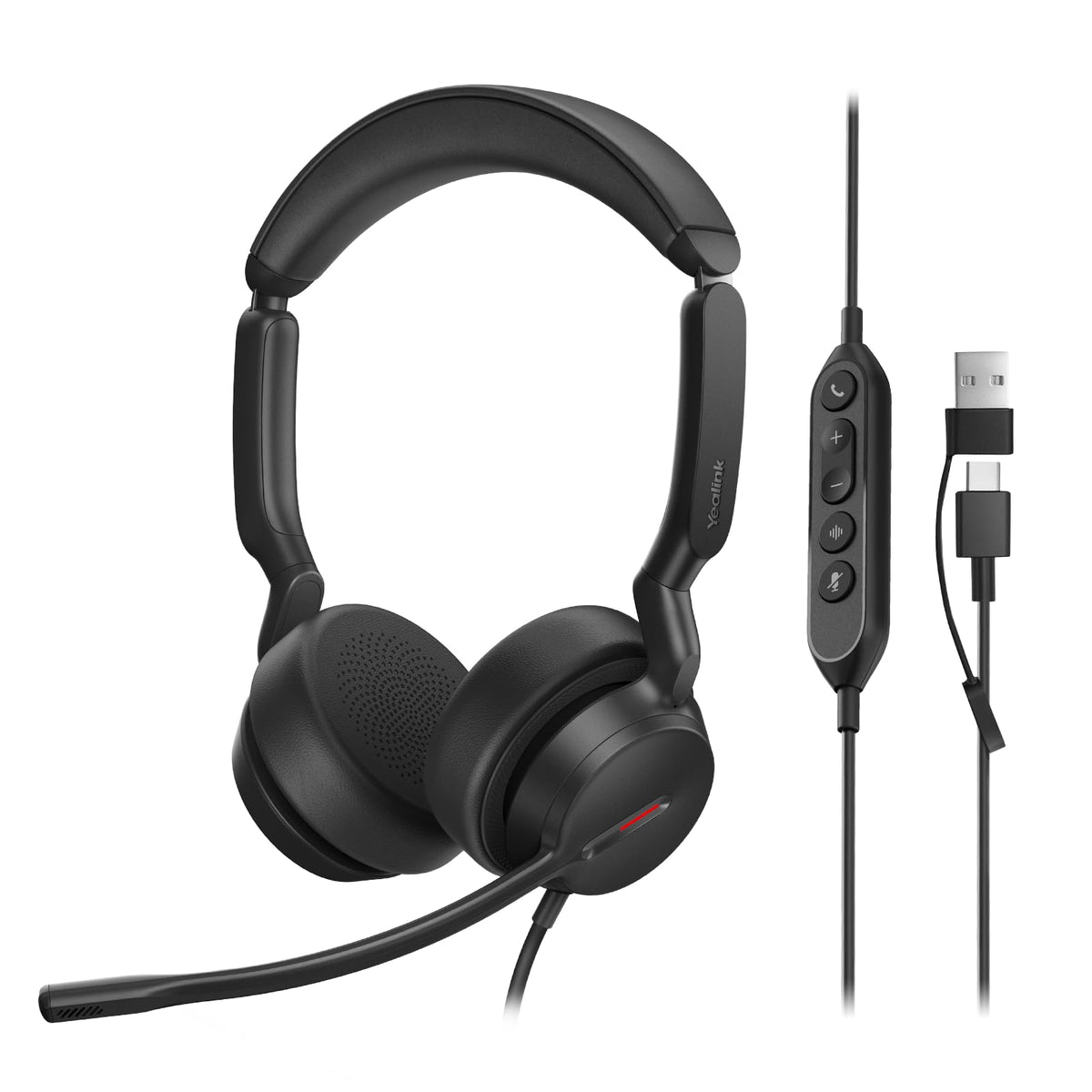 Yealink UH44 UC USB Headset -2 Noise Cancelling Mic, Comfort Ear Cushions, Stereo Sound for PC/Laptop with Inline Controls,Home,Office,USB-C/A & Busylight